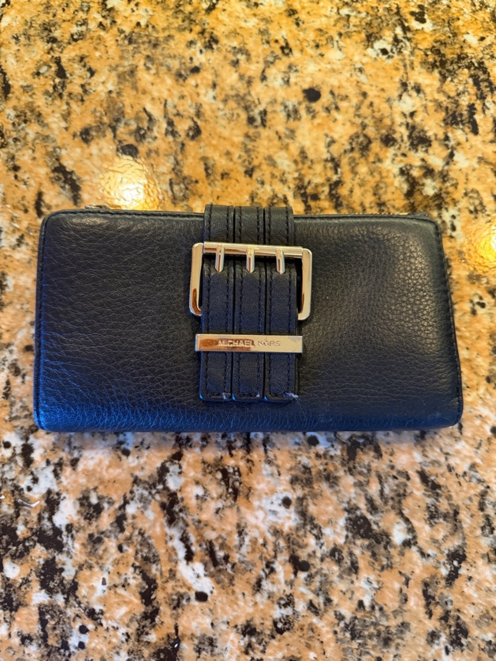 Michael Kors Black Leather Buckle Card Holder Wallet